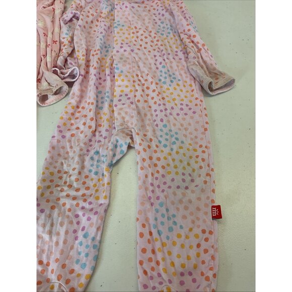 Lot of 2 Magnetic Me  6-9 mos Baby Girl  Sleeper Footie Pajama Swans/ Polka dots - Picture 3 of 10